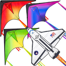 3 Pack Large Delta  Airplane Kites Easy Fly Beach Outdoor Games for Kids Adults