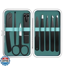 Yougai 9 Pcs Tweezers and Nail Clippers Kit for Facial Hair Women with Travel
