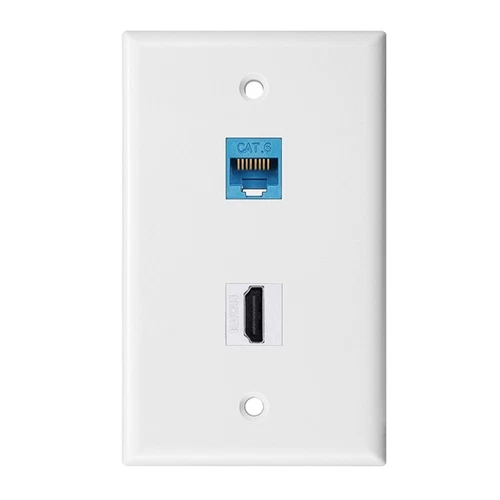 2X(1 Packung 2-Port-Cat6- und -Kompatible Wandplatte mit Inline-Kupplungsei2397