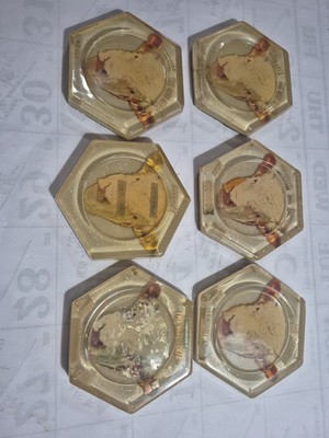 Set Of 6 1867-1967 NEBRASKA CENTENNIAL Plastic Lucite Drink  Coaster w Cows
