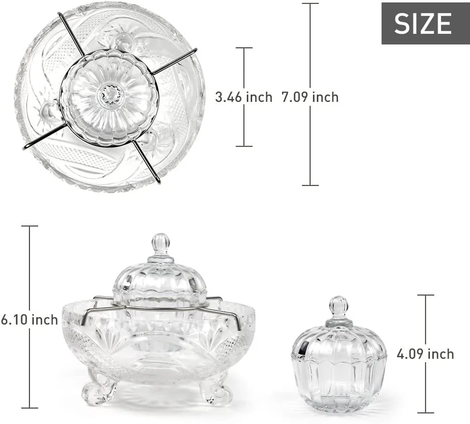 Plato de caviar de vidrio, 1 juego de servir dividido de vidrio en forma de calabaza más 2 piezas. x polilla Foto 4 de 4