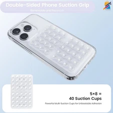 Suction Cup Phone Mount Double Sided Grip Holder for Hands-Free Selfie Clear