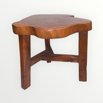 Farmhouse Stool Living Edge Side Table Acacia Wood Small Table Plant Stand 3 Leg