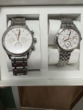 Fossil Silver Stainless Steel Multi-Dial Analog Wristwatch Set White Dial