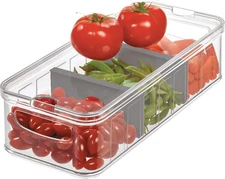 Idesign Recycled Plastic Crisp Large Divided Fruit and Vegetable Storage with Ea