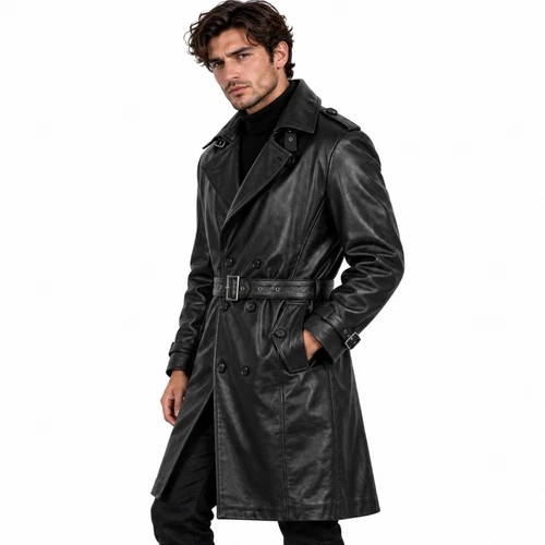 Resident Evil Requiem RE9 Trench coat Zeno Black Leather Coat,  Cosplay image 3