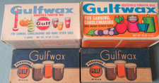 Four New VTG GULF Gulfwax Paraffine Paraffin Wax Box Cakes Total 2 1/2 lb