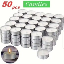 50x 9 Hour Tea Light Candles Unscented Tealights Long Burn Night Lights Bulk