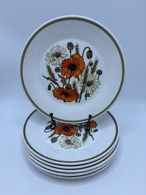 6 x J&G Meakin Teeteller in ''Mohnblume'' - 7 cm Durchmesser
