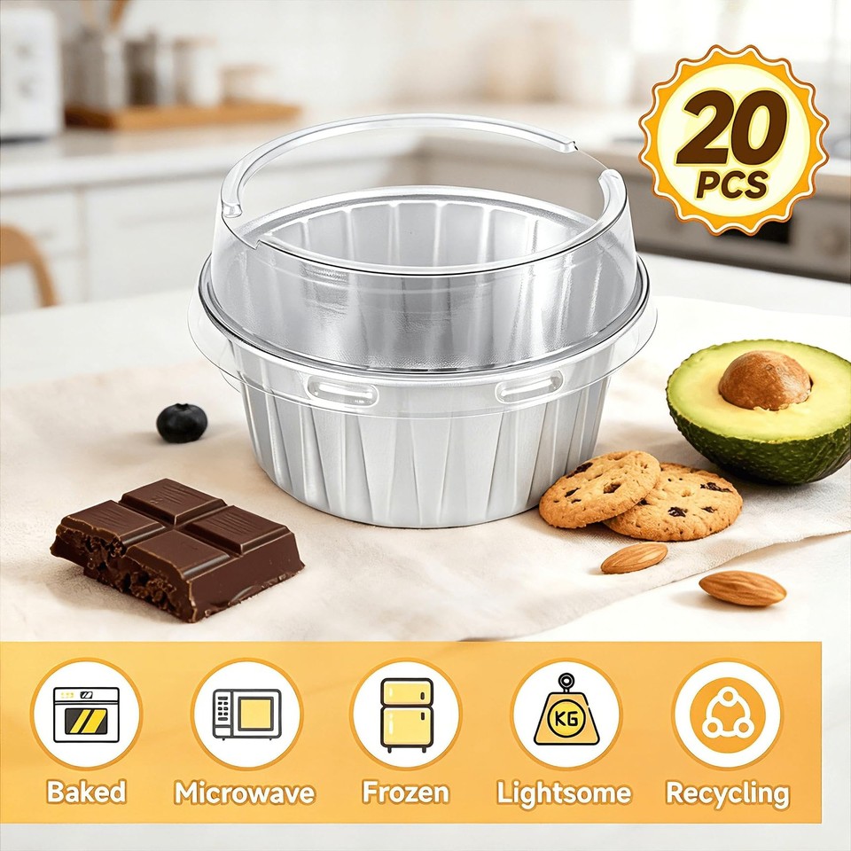 20pcs Silver Mini Cake Pans with Lids, Food-, Non-Stick | eBay