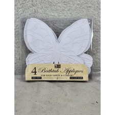 Better Home 4 Bathtub Appliques Butterfly White Non Slip Vinyl Suction Cups