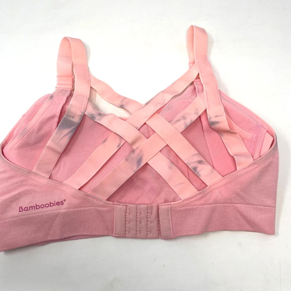 Sujetador de maternidad de enfermería Bamboobies talla pequeña entrenamiento activo deporte tirantes rosa sujetador Foto 3 de 4