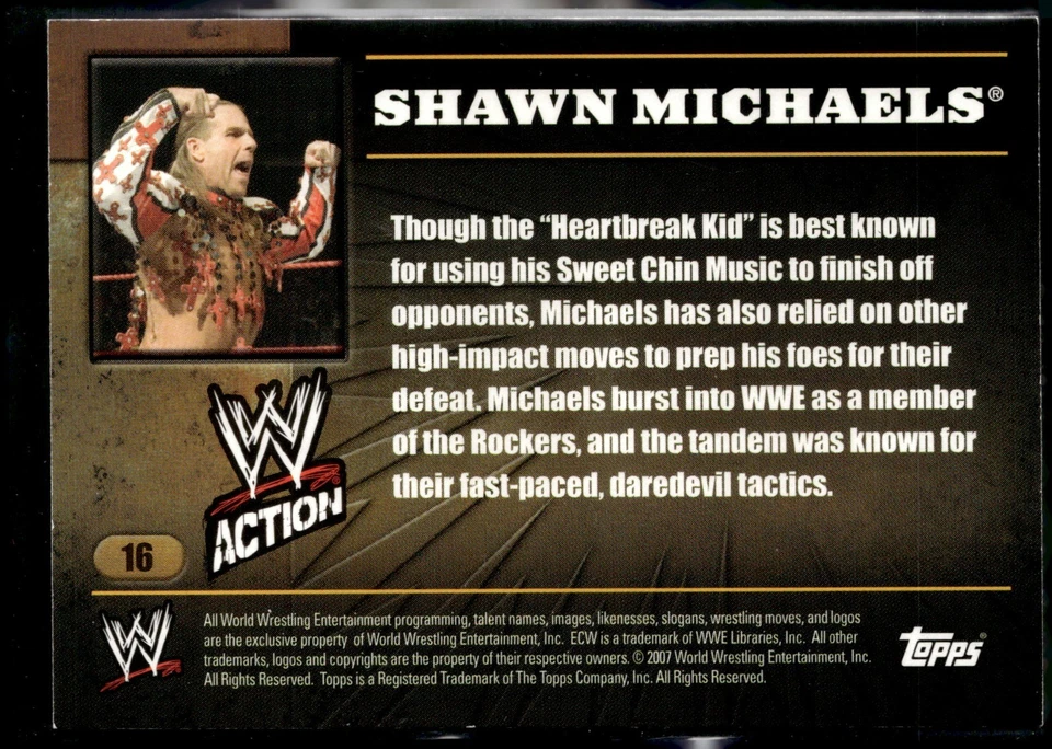 2007 Topps WWE Action Shawn Michaels HBK #16 - Image 2 of 2