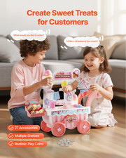 VEVOR Kids Ice Cream Cart - Pretend Play Shop for Children Aged 3  Pink  Ligh