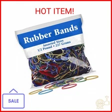 BAZIC Assorted Dimensions 227g/0.5 lbs. Rubber Bands, Multi Color