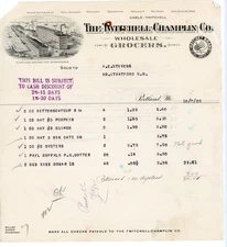 1925 Twitchell-Champlin Co. Wholesale Grocers Invoice Portland ME to North Strat