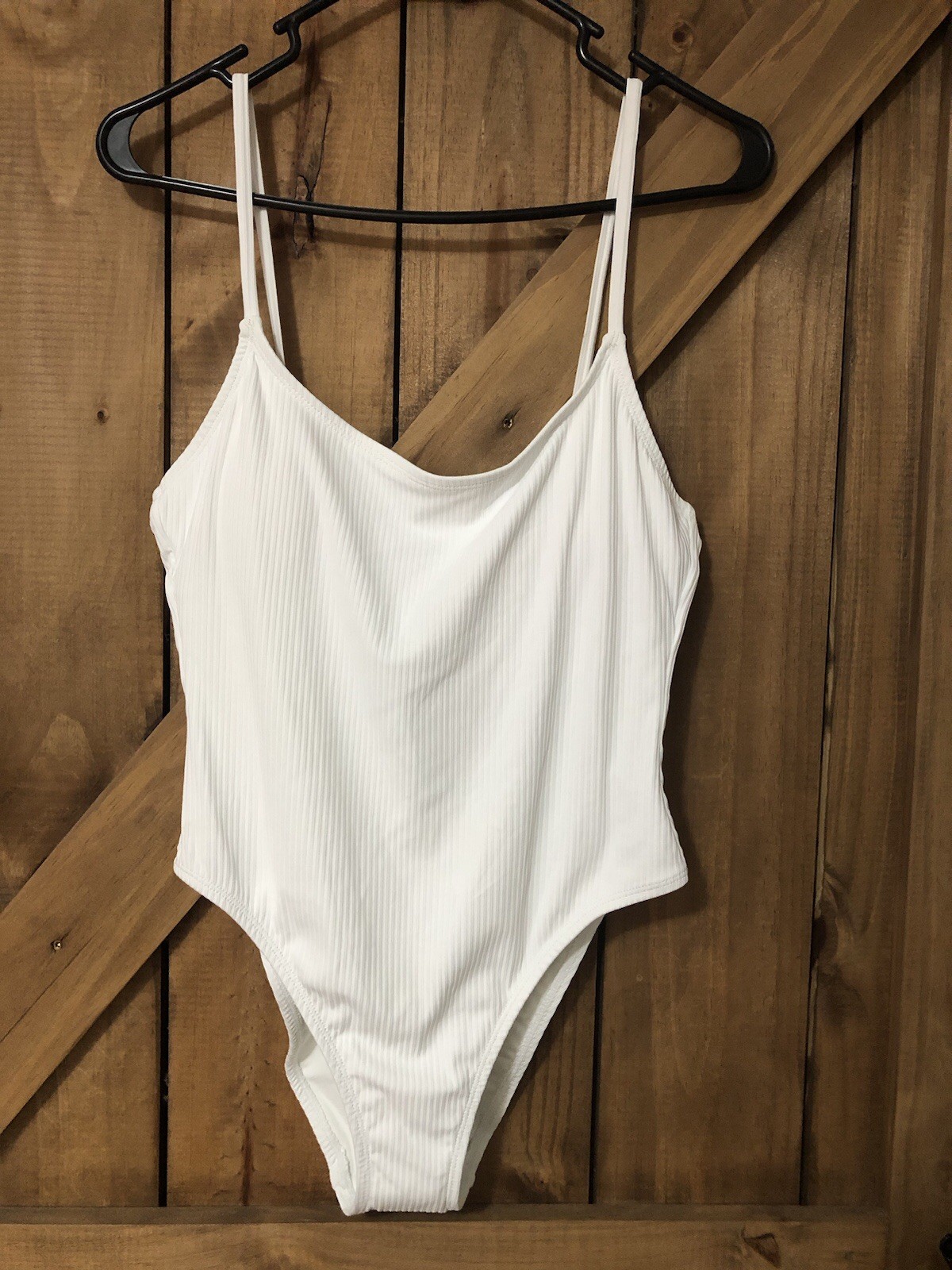 Andie Medium Womens One Piece Ribbed White Swimsuit