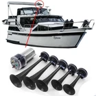 5 Sound Boat Fanfare La Cucaracha Horn with Compressor Black 118dB 12 Volt