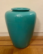 Garden City Pottery 17 " Turquoise Floor Vase or Oil Jar