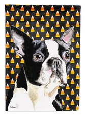 Caroline's Treasures Boston Terrier Halloween Candy Portrait Garden Flag