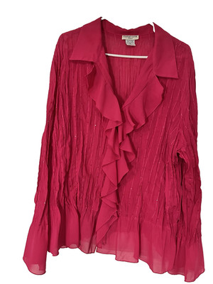 Notations Womens Pink Sequin Long Sleeve Blouse Size 2X Pre-Owned