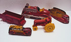 Vtg Mickey Mouse Fire Truck Sun Rubber Bus Auburn Tractor 1940-1950s Toy Lot — photo 1