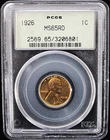1926 US 1C Lincoln Penny - PCGS MS 65 RD