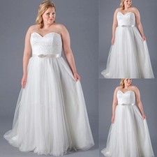 Plus Size Wedding Dresses A Line Elegant Sweetheart White Sleeveless Bridal Gown