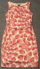 Ann Taylor Dress Womens Medium Floral Cream Pink Floral Lined Career Sleeveless