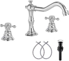 Two Handles Three Holes Faucet 8-16 Widespread Chrome Basin