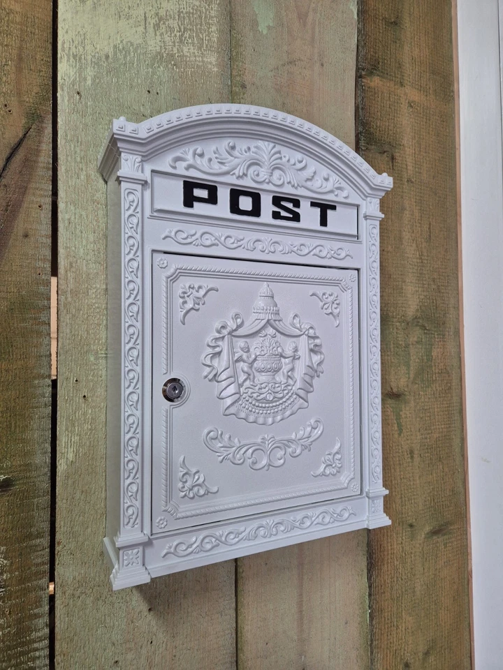 Briefkasten Wandbriefkasten weiß rustikal Antik Stil Alu 45cm Postkasten - Bild 3 von 4