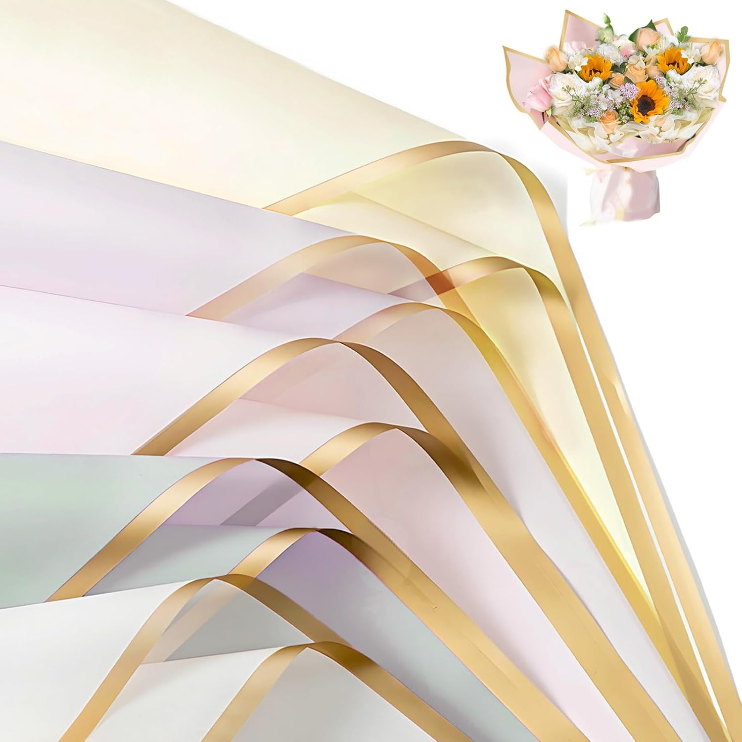 Flower Bouquet Wrapping Paper, 20 Sheets Flower Floral Wrap Packaging Paper for