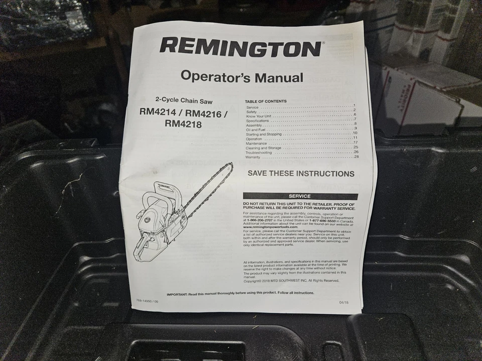 Remington Rebel Chainsaw RM4218 With Case An Wrench An Manual - Image 4 of 4