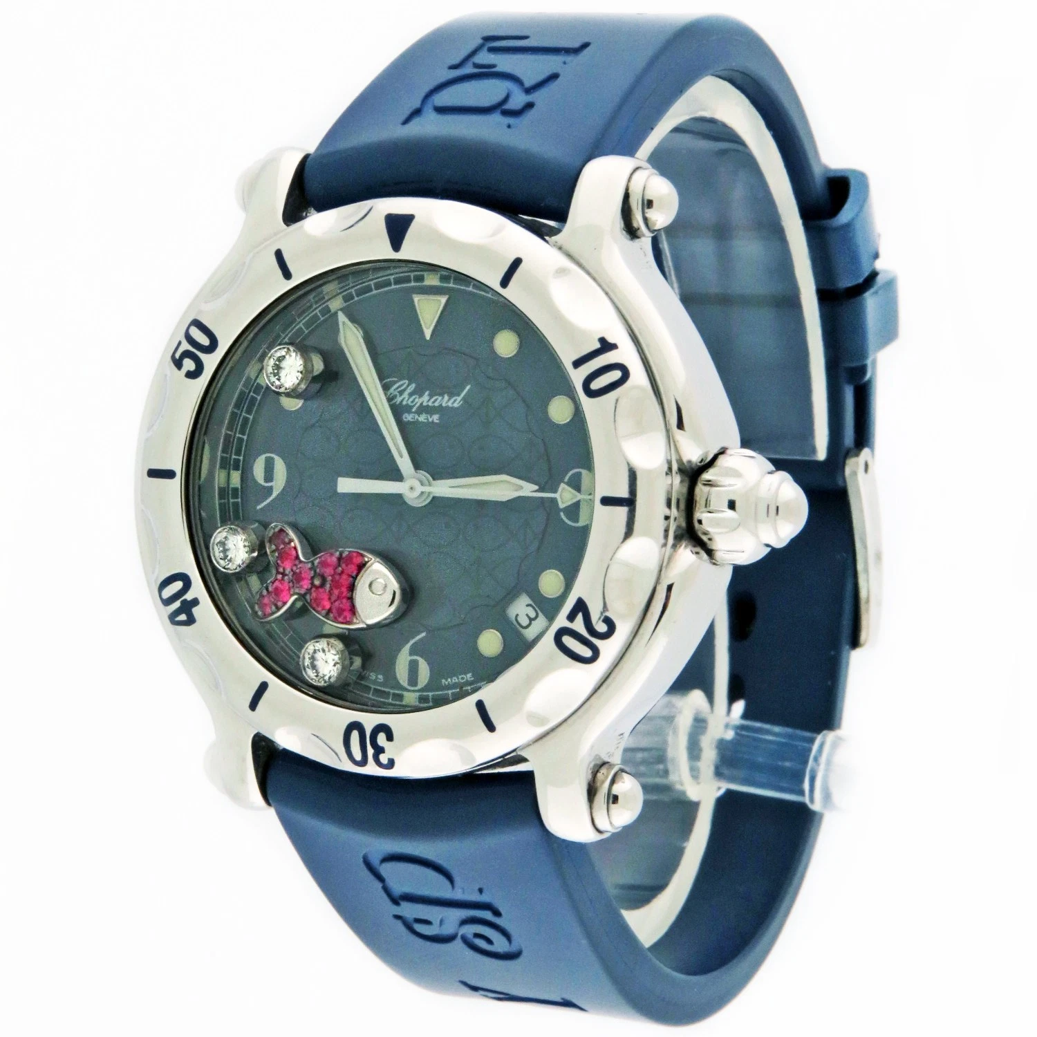 Chopard — Chopard Happy Sport Fish Blue Dial SS Ladies Watch 38mm 288347-8401 w/Box