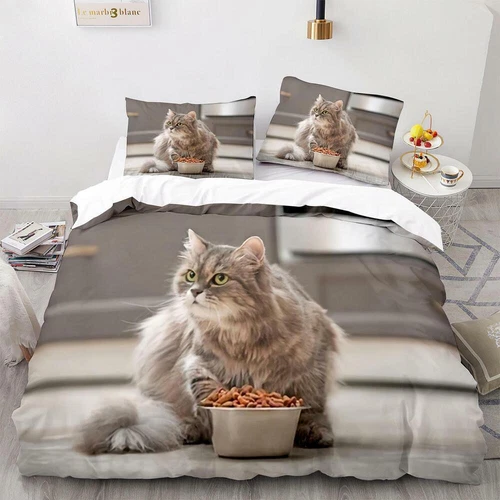 Cats Quilt Duvet Cover Pillowcase Pets Bedding Set Single Double King Size Hot - Picture 10 of 63