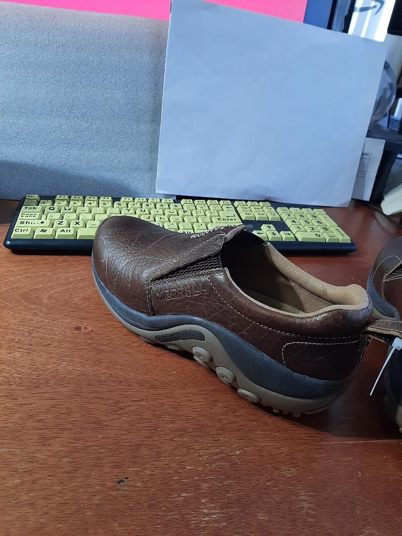 Merrell Jungle Moc Crafted Peanut Brown Leather Shoes Slip