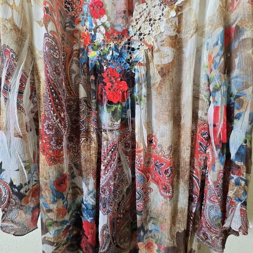 Sienna Rose Women's Top Multi Color Size 3XL Paisley and Floral Sheer - Picture 2 of 5