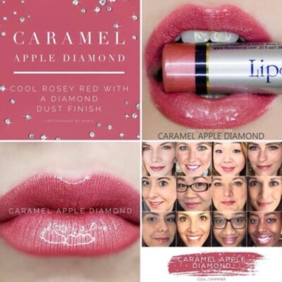Caramel Apple Diamond LipSense with Diamond Dust a rosey red lipstick New Sealed