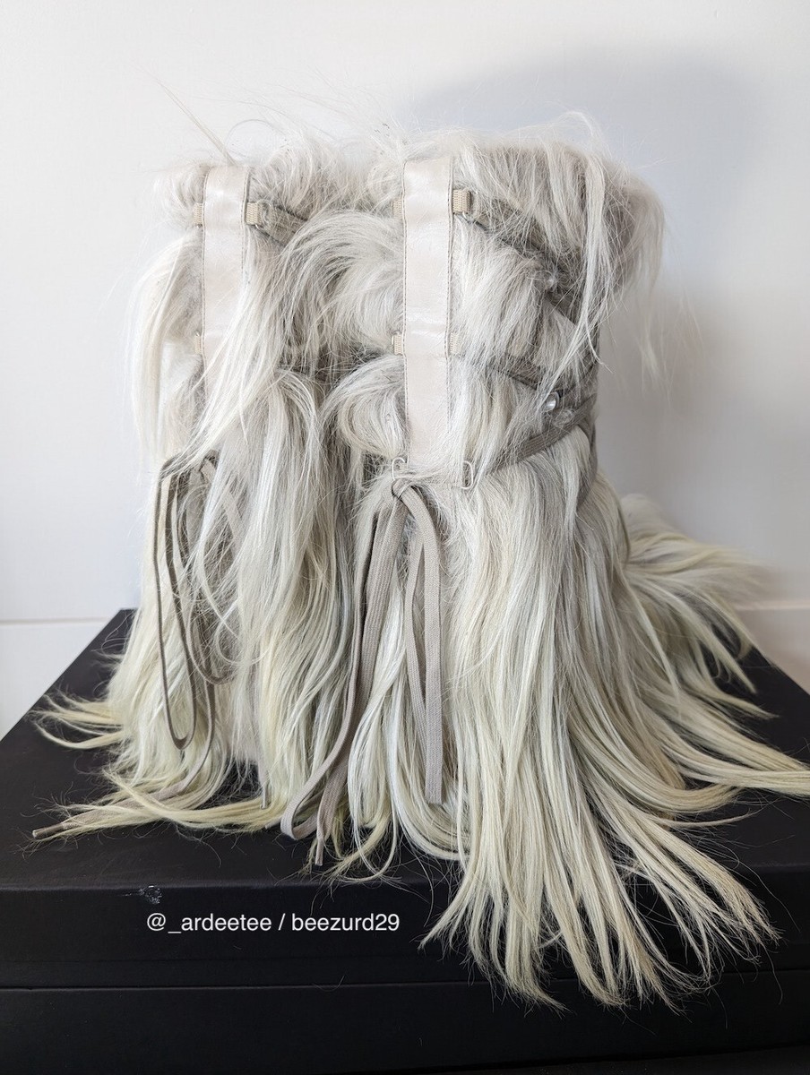 RICK OWENS MONCLER BIGROCKS MEGALACE FUR BOOTS FW23 (ACID DEGRADE