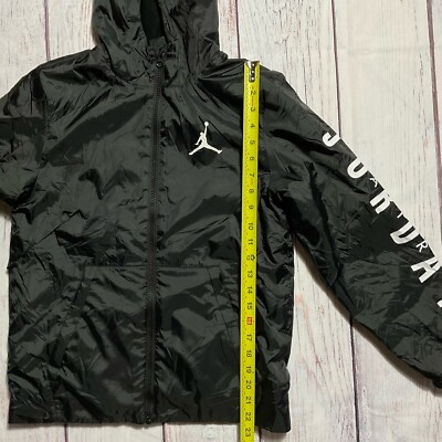 Jordan フード付きアノラックジャケット 黒 Air Jordan Hooded Boys Jacket windbreaker Black Full Zip