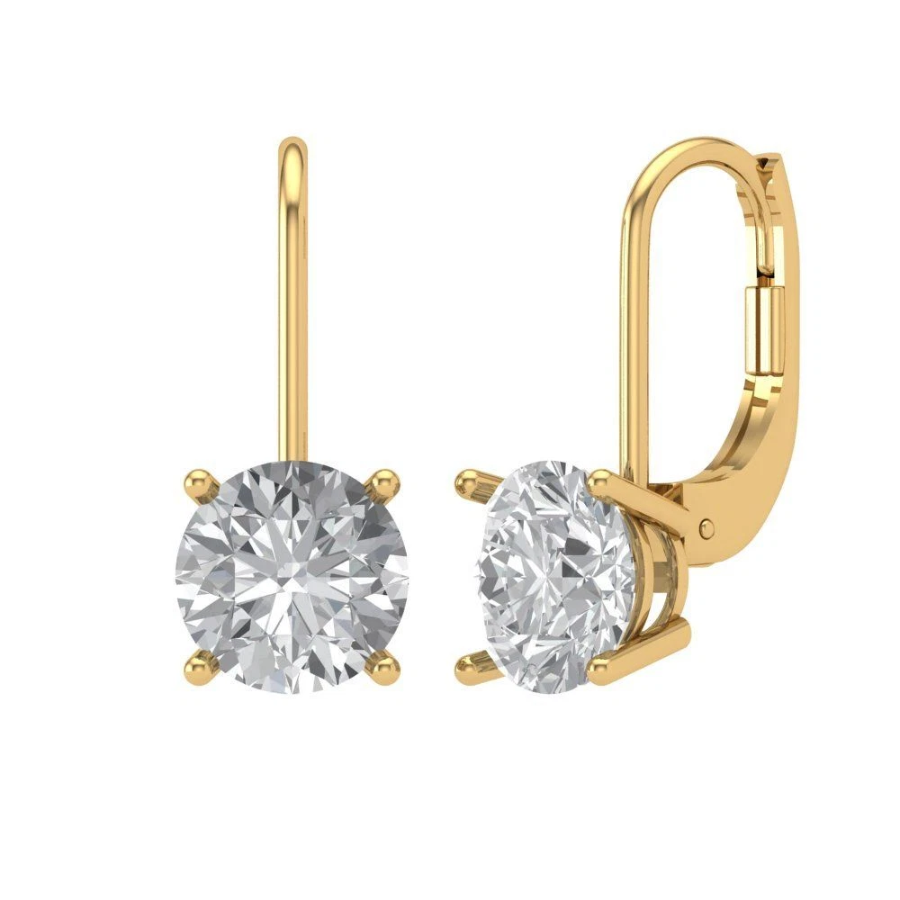 3.8ct Round Cut VVS1 Simulated Lever back Drop Dangle Earrings 14k