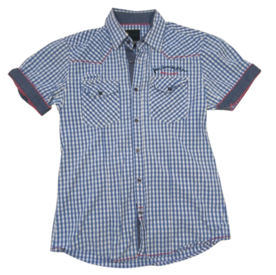 JACK & JONES FREEDOM BACK LOGO Mens Blue Check button front shirt