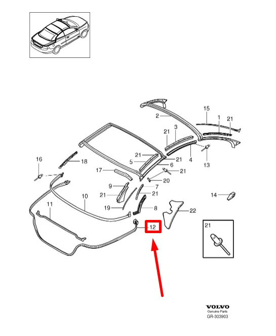 Volvo c70 convertible top parts store