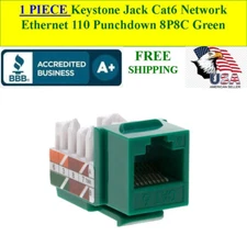 1 JACK RJ45 Keystone Jack Cat6 Network Ethernet 110 Punchdown Green T568A B