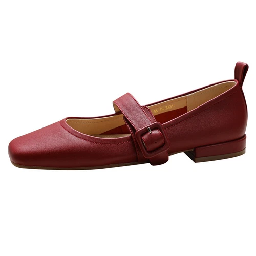Zapatos de salón Mary Jane de punta cuadrada para mujer zapatos planos de fiesta damas sin cordones con correa al tobillo - Imagen 34 de 43