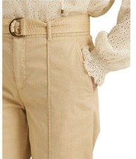 Lauren Ralph Lauren Women's Wide Leg Pants Micro-Sanded Twill Belted Tan Beige16