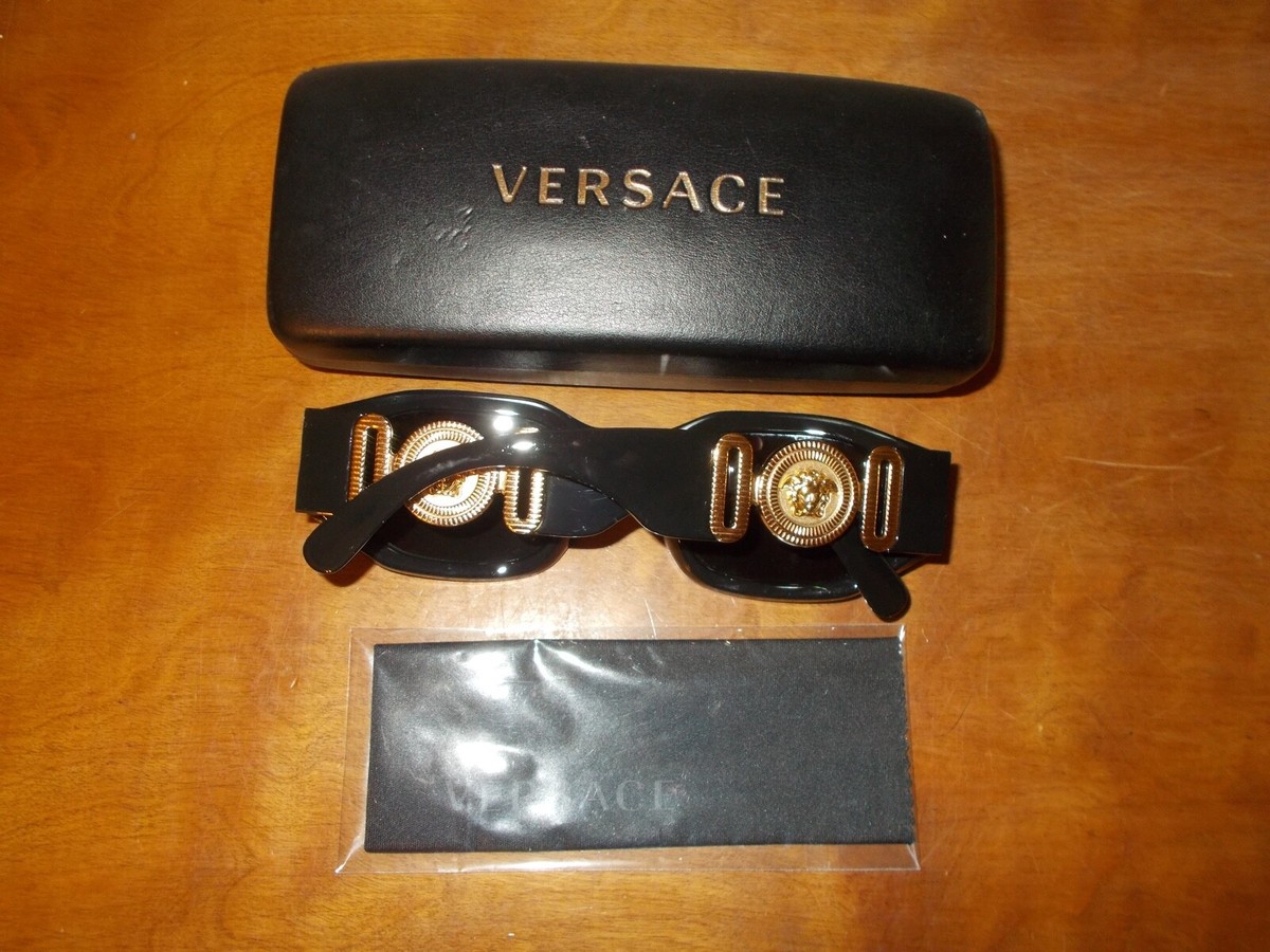 Versace Mod. 4361 GB1/87 Black Gold Frame Gray Lenses Sunglasses