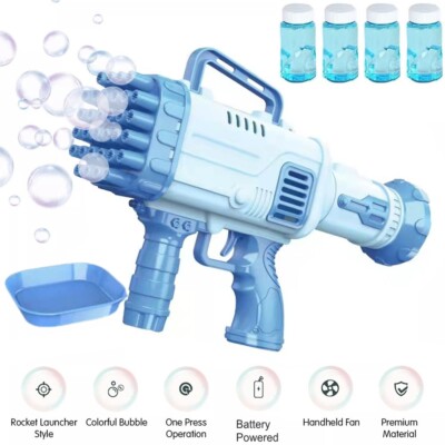 Bubble Machine Gun Electric Bubble Bazooka Machine 32 Holes Bubble Maker Kids