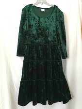 New Wonder Nation Velour 3/4 Length Sleeves Dress Tiered Evergreen Girls many sz