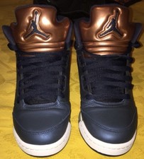 NIKE AIR JORDAN 5 RETRO V BG OBSID BLUE-BRONZE Sz 7Y 440888-416